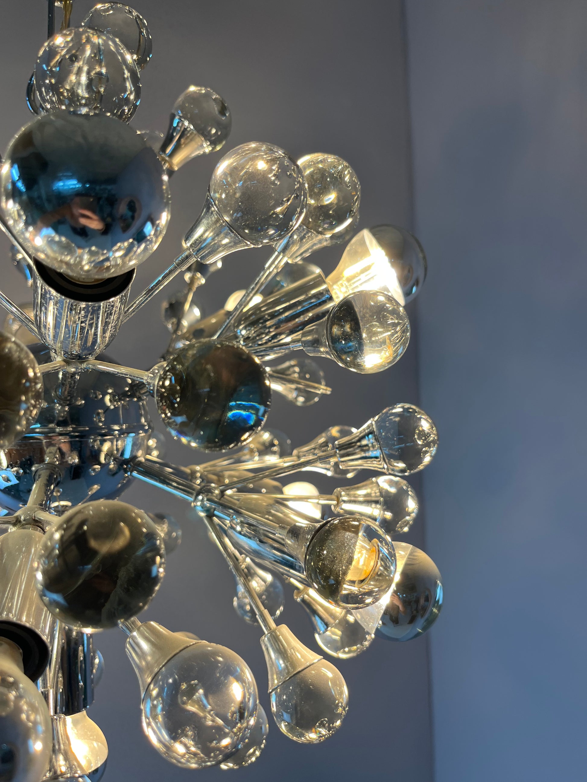 Sputnik Kronleuchter Chrom Glas aus Italien