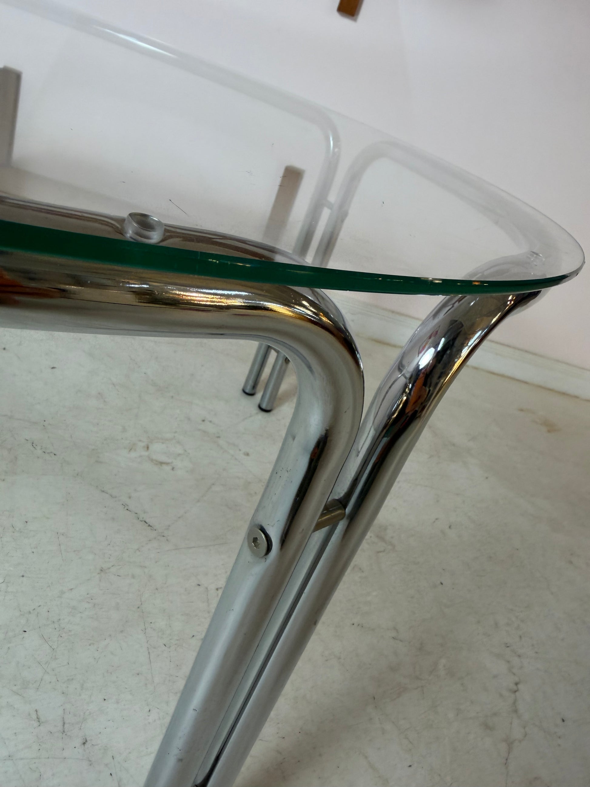 Runder Couchtisch Glas & Chrom