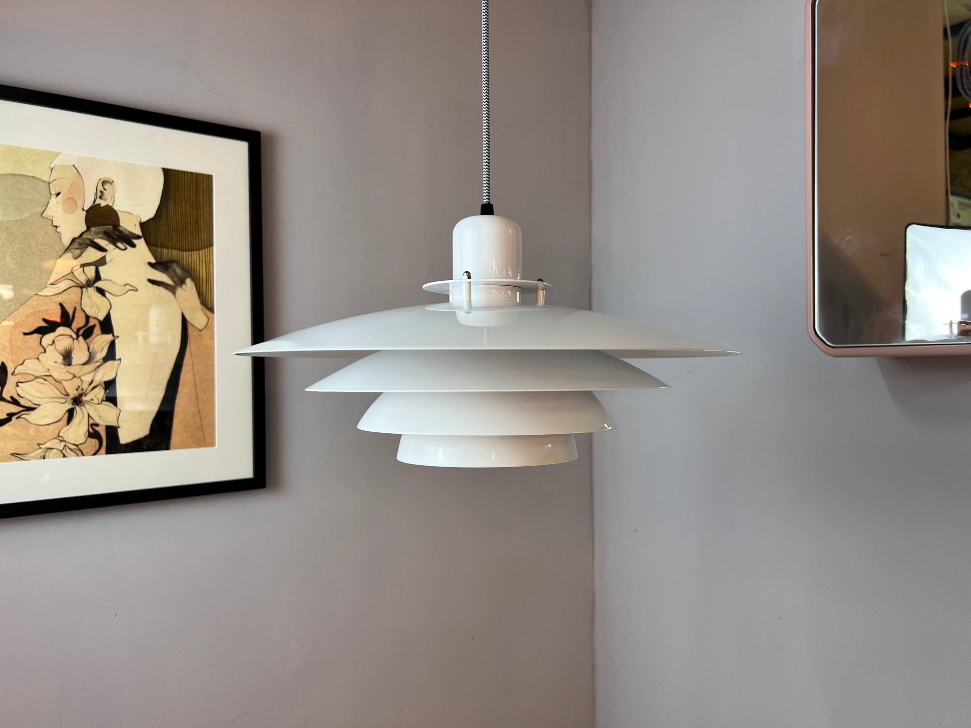 Lamellenlampe weiß Hochglanz