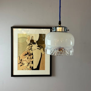 Hängelampe weiß gelb Muranoglas von Mazzega