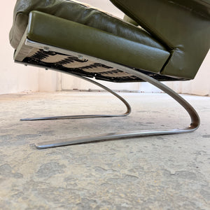 Swing Chair grün Echtleder Chrom von Reinhold Adolf & Hans Jürgen Schröpfer für COR