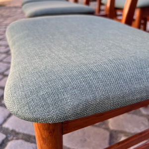Set: 6x Esszimmerstuhl grau Teak neu gepolstert