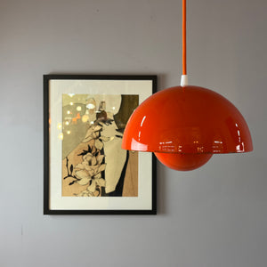 Hängelampe Flowerpot VP1 orange Emaille von Verner Panton für Louis Poulsen
