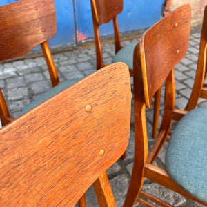 Set: 6x Esszimmerstuhl grau Teak neu gepolstert