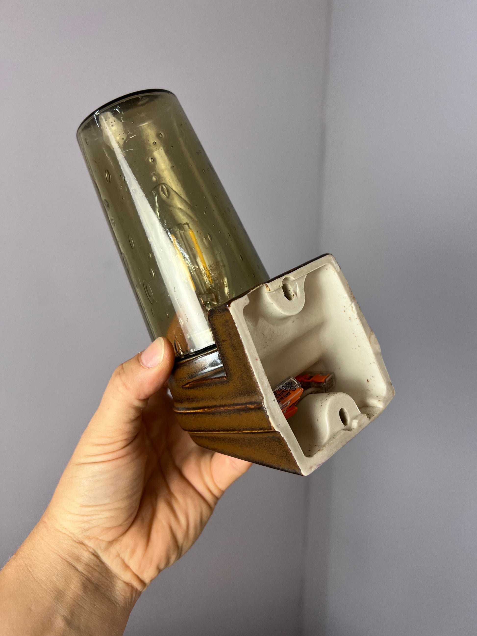 Set: 2x Wandlampe Modell 6080 Rauchglas von Sigvard Bernadotte für Ifö
