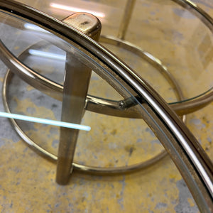 Runder Couchtisch Messing Glas mit drehbaren Tischplatten