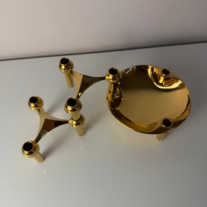 Set: 2 Kerzenständer und 1 Schale gold von Stoff & Nagel
