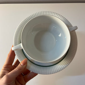 Set: 6x Suppentasse mit Untertasse Modulation Secunda grün von Tapio Wirkkala für Rosenthal