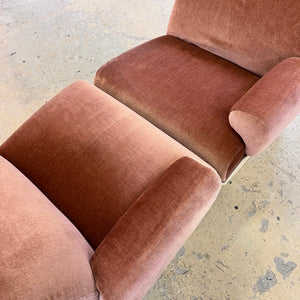 Modularer Schalensessel rosa Samt & Kunststoff