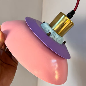 Lamellenlampe neu lackiert mint rosa lila aus Dänemark