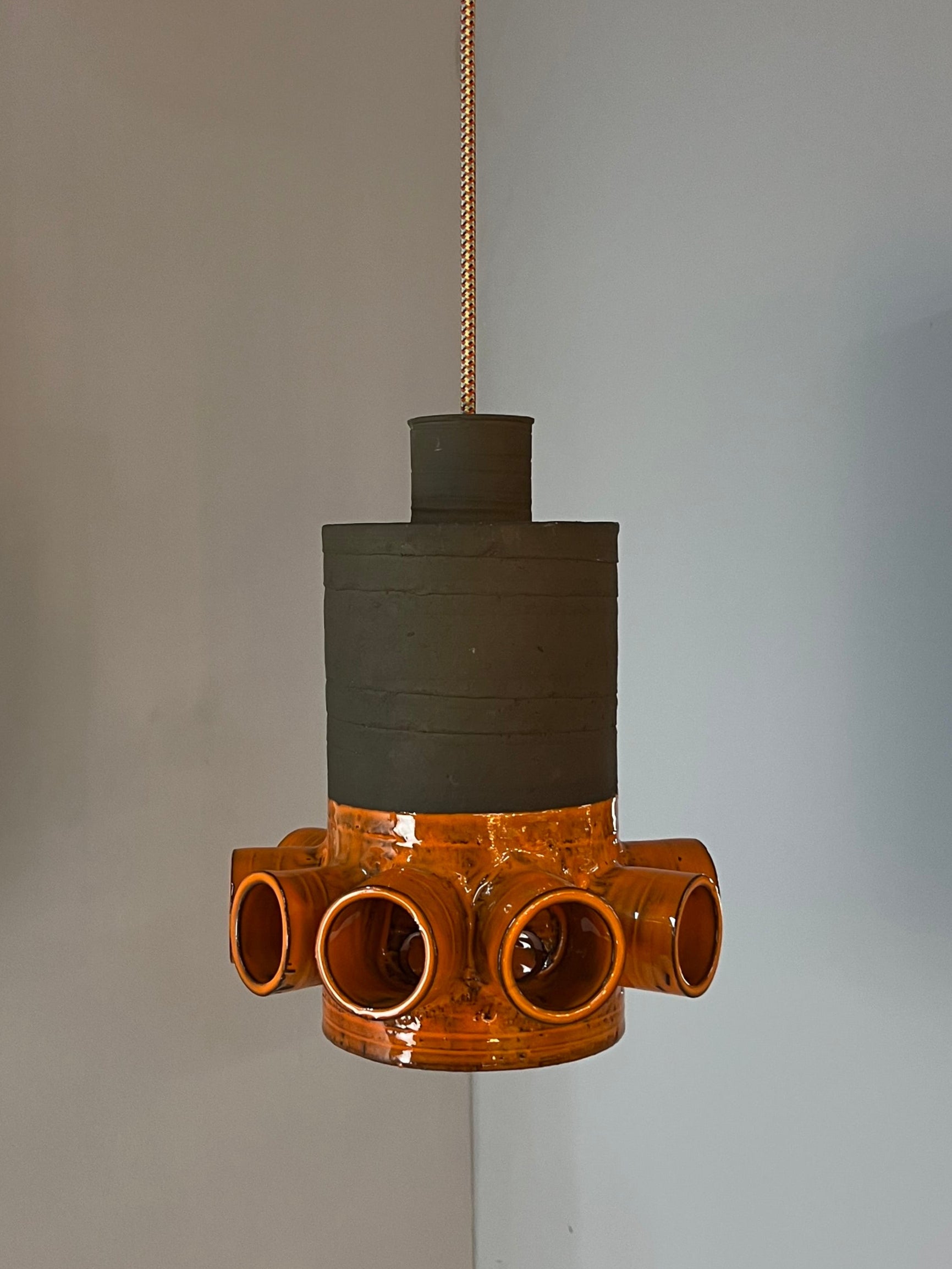 Hängelampe orange braun Keramik