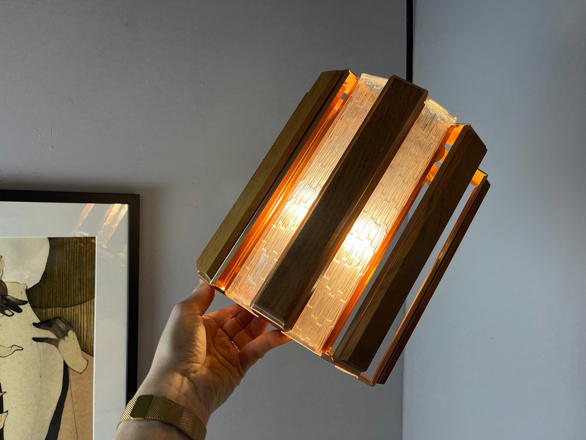 Hängelampe Teak Kupfer von Werner Schou für Coronell Elektro