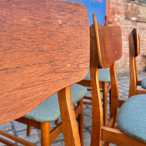 Set: 6x Esszimmerstuhl grau Teak neu gepolstert