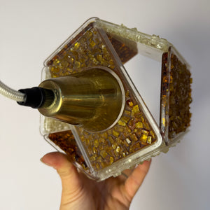 Hängelampe Hexagon braun weiß Acrylglas in Granitoptik von Roland Konst