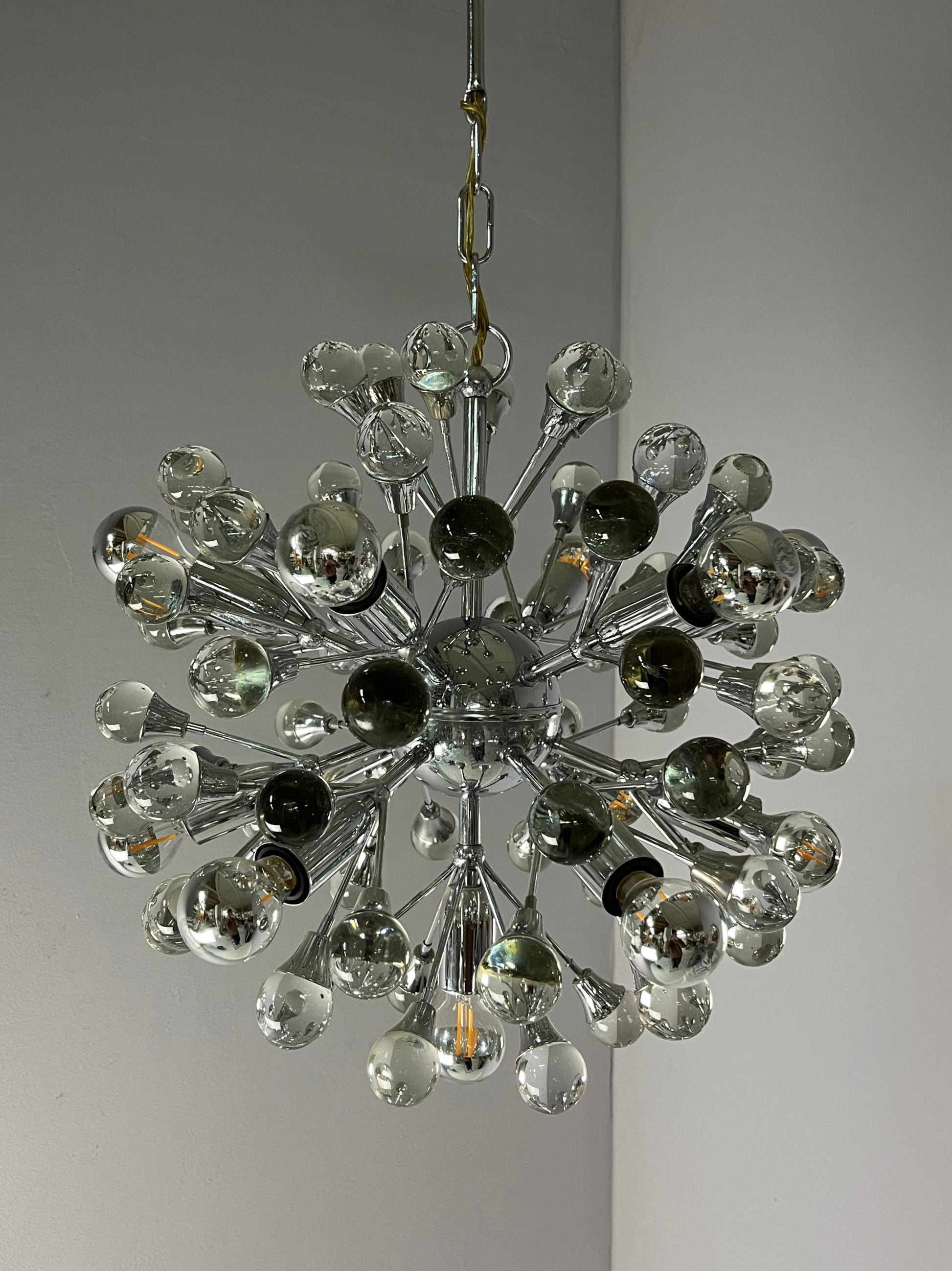 Sputnik Kronleuchter Chrom Glas aus Italien