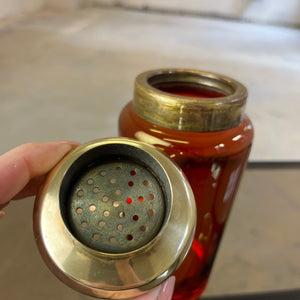 Set: Eiseimer & Cocktailshaker rot Glas Messing von Füger-Glas