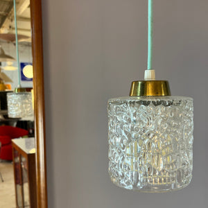 Hängelampe Glas Messing aus Dänemark