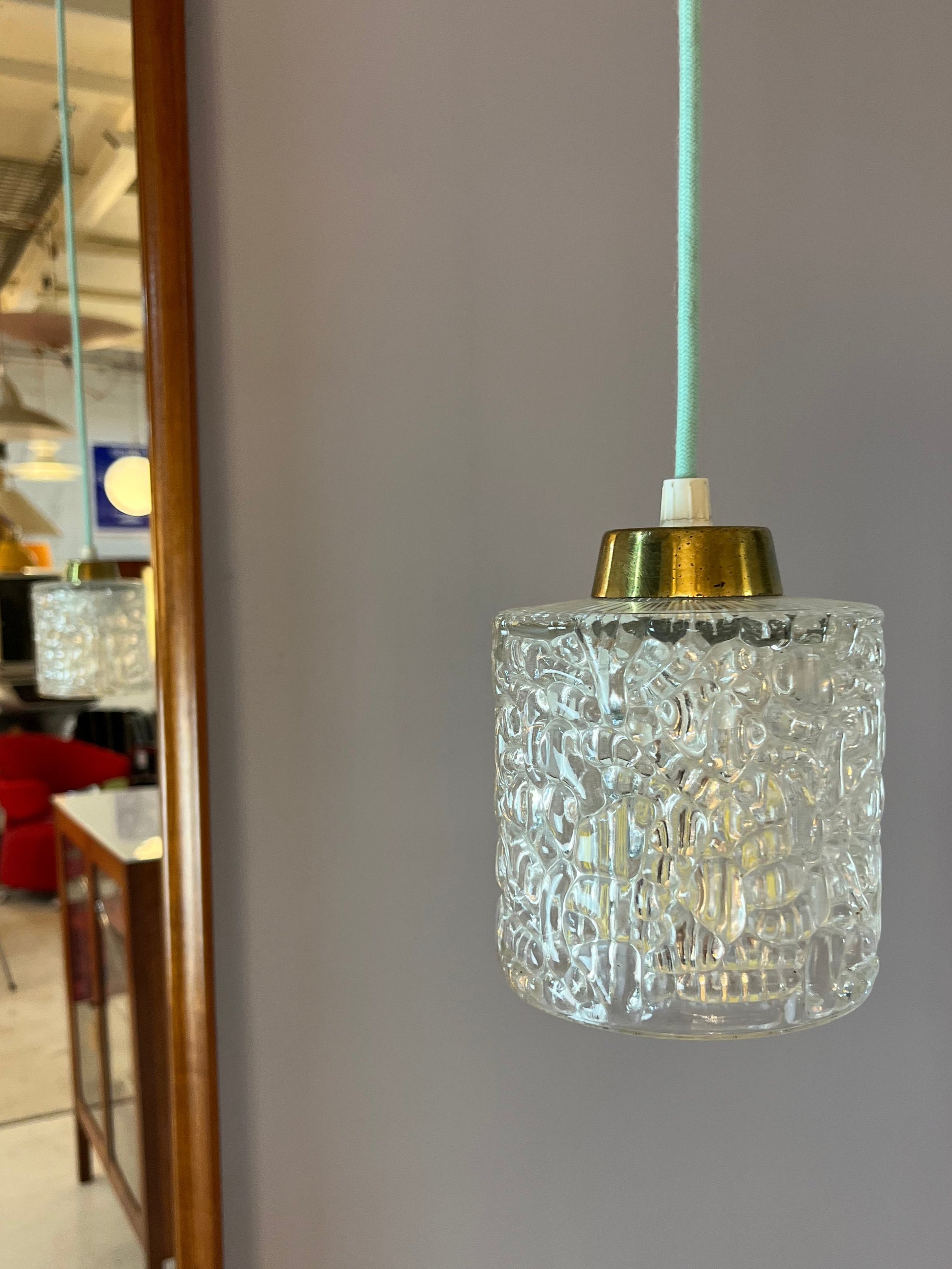 Hängelampe Glas Messing aus Dänemark