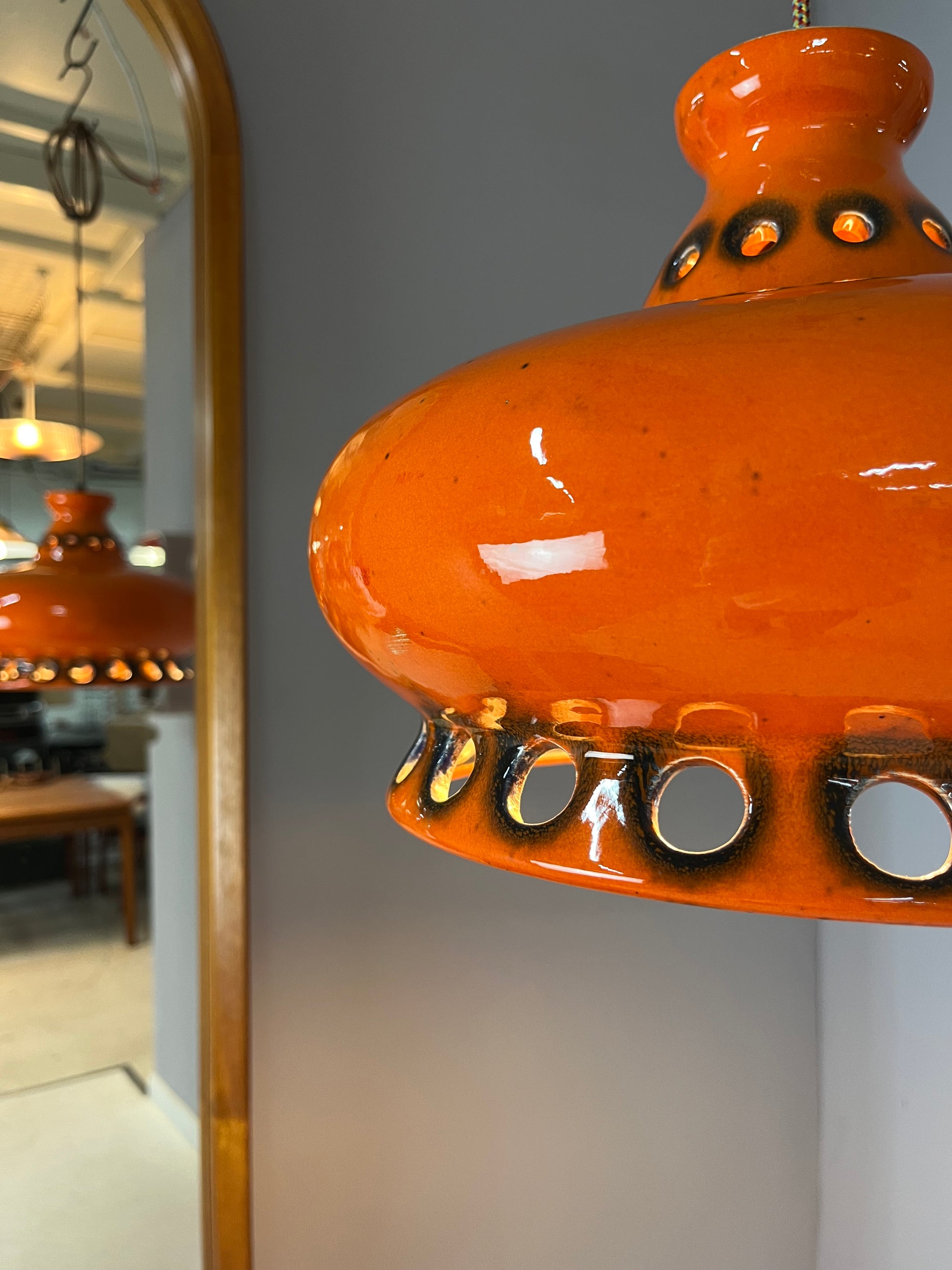 Keramiklampe orange aus Westdeutschland
