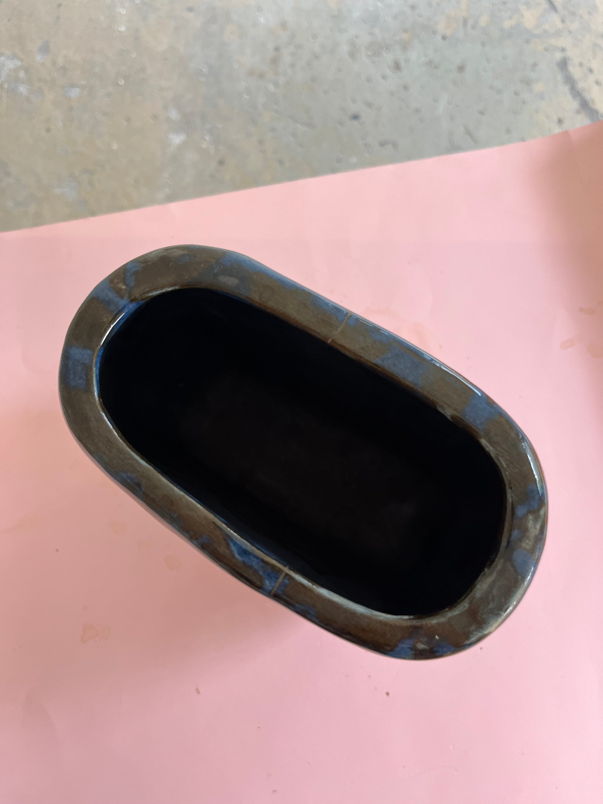 Vase mit Schiff braun Keramik Dänemark