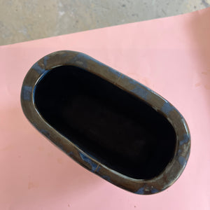 Vase mit Schiff braun Keramik Dänemark