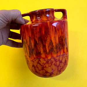 Vase Flammen orange rot von Scheurich West Germany