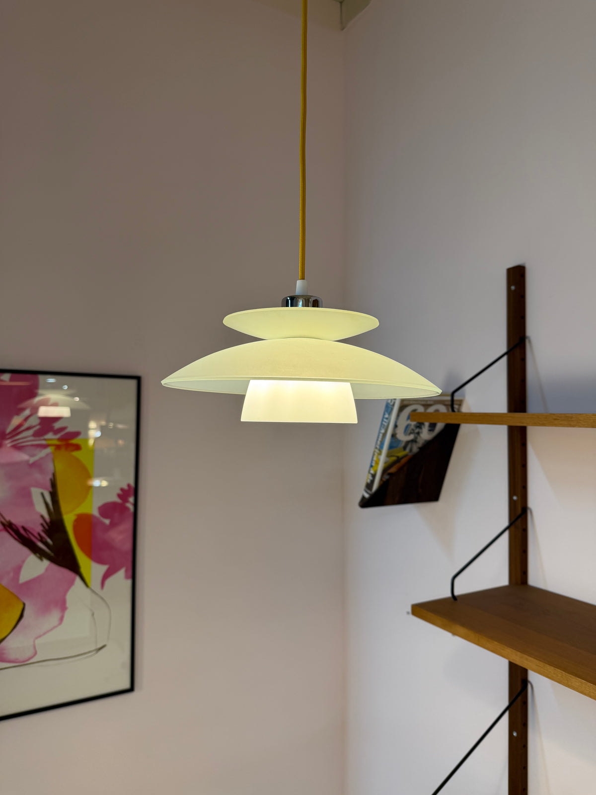 Lamellenlampe Milchglas aus Dänemark