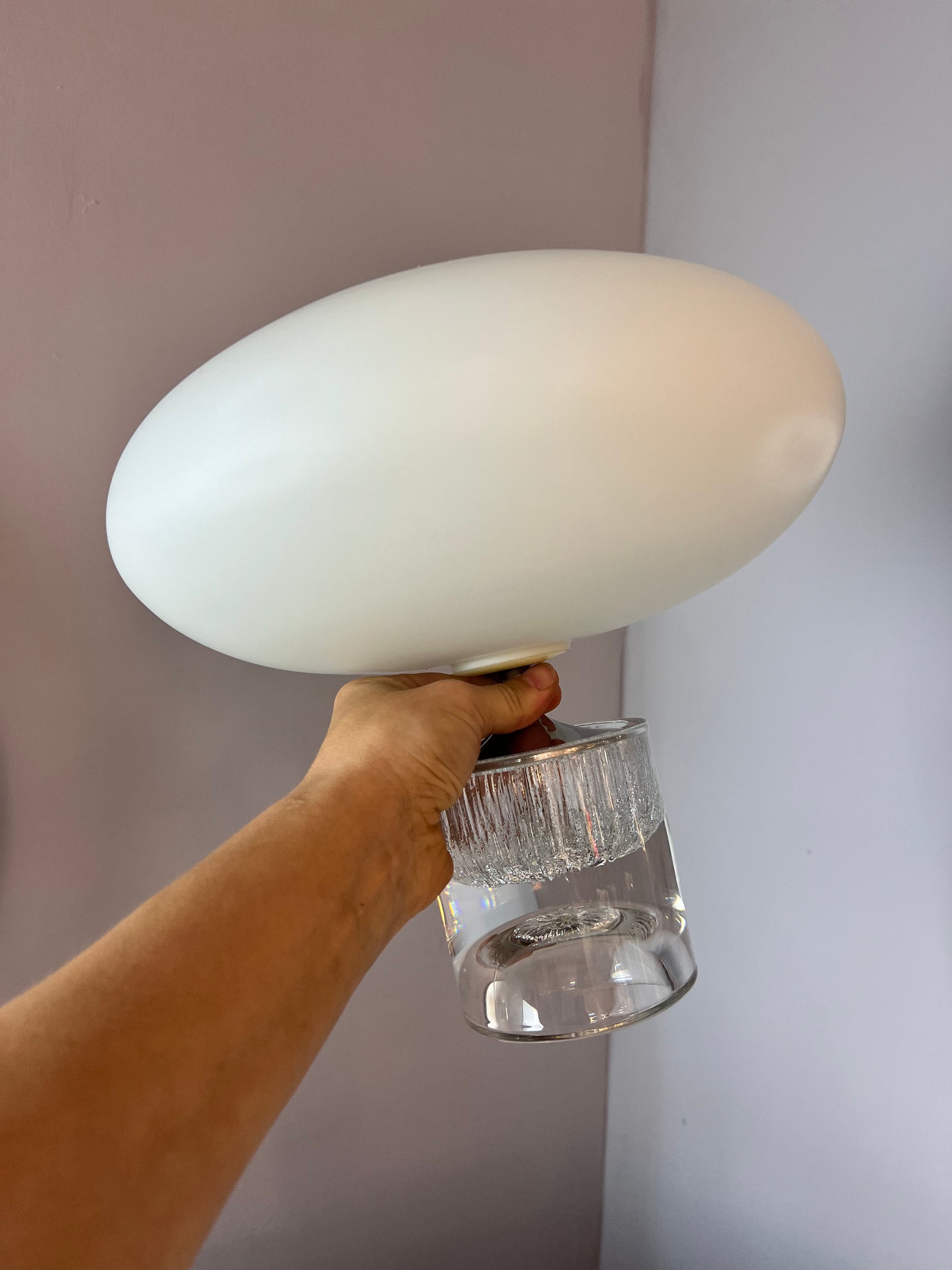 Tischlampe weiß Glas von Daum Nancy