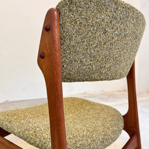 Polsterstuhl grün Teak neu gepolstert von Erik Buch