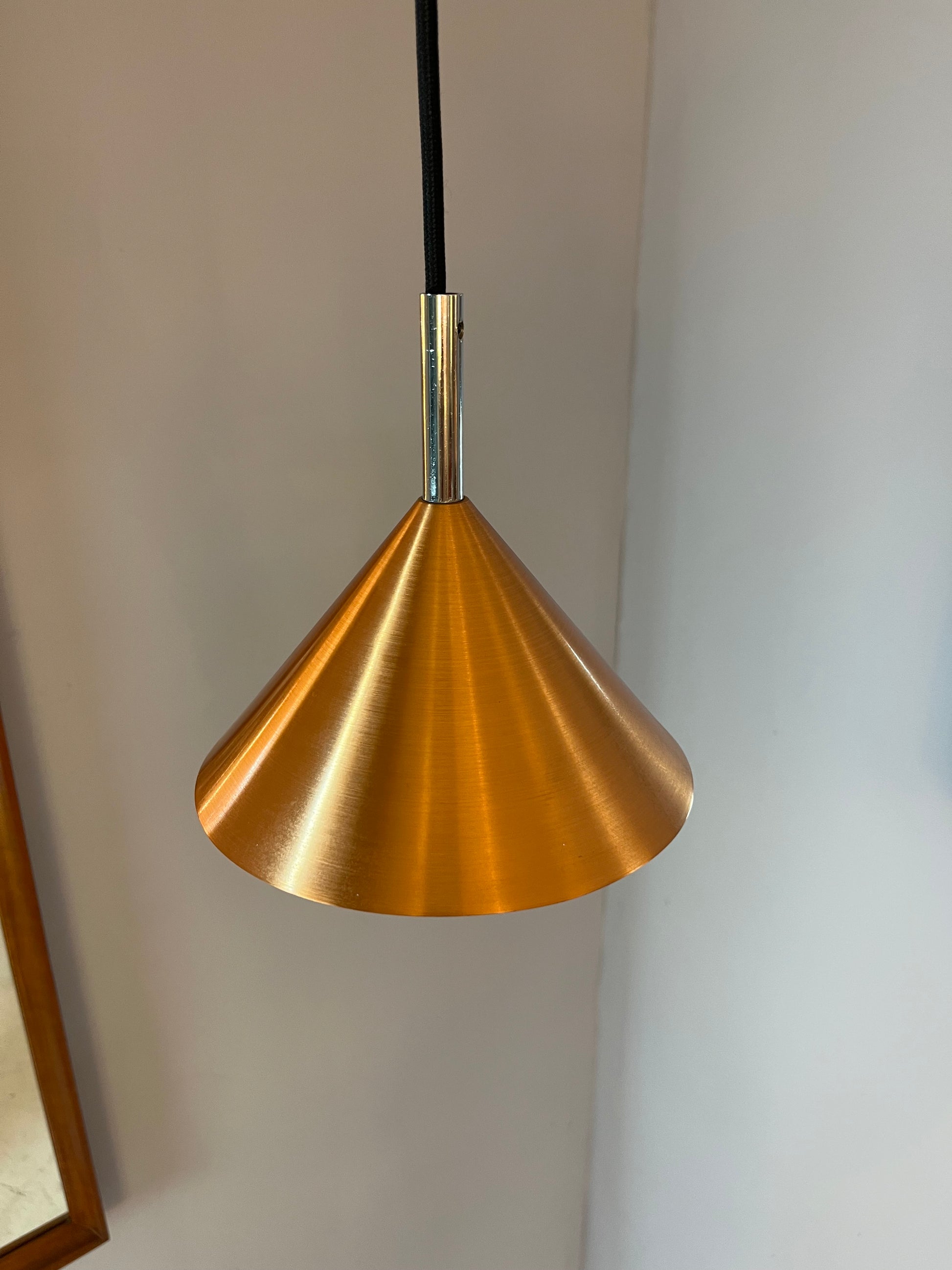 Trichterlampe Kupfer mit silbernen Akzenten
