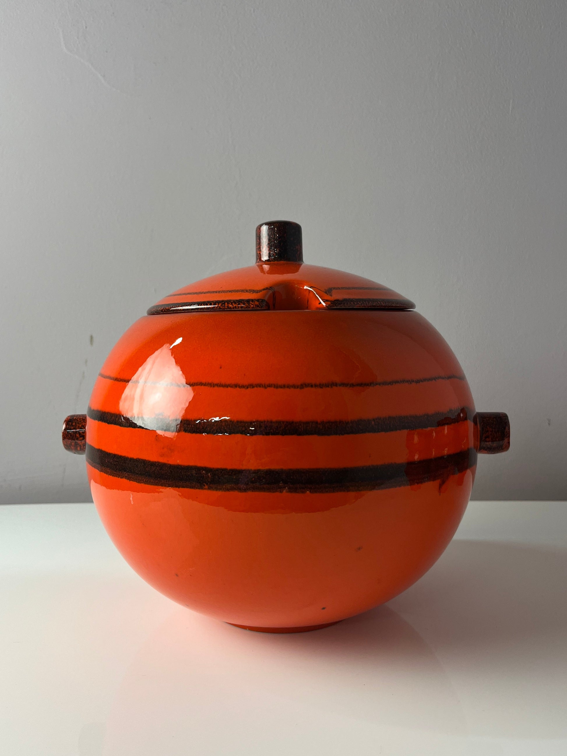 Bowle-Set: 10 Becher und 1 Terrine orange Keramik