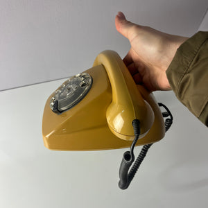 Telefon FeTap 611-2a gelb mit Wählscheibe und Kabel
