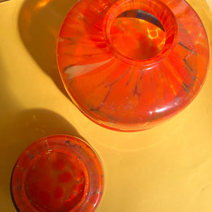 Set: Vase und Aschenbecher orange 70er