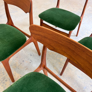 Set: 4x Polsterstuhl grün Teak von Schiønning & Elgaard für Randers Møbelfabrik