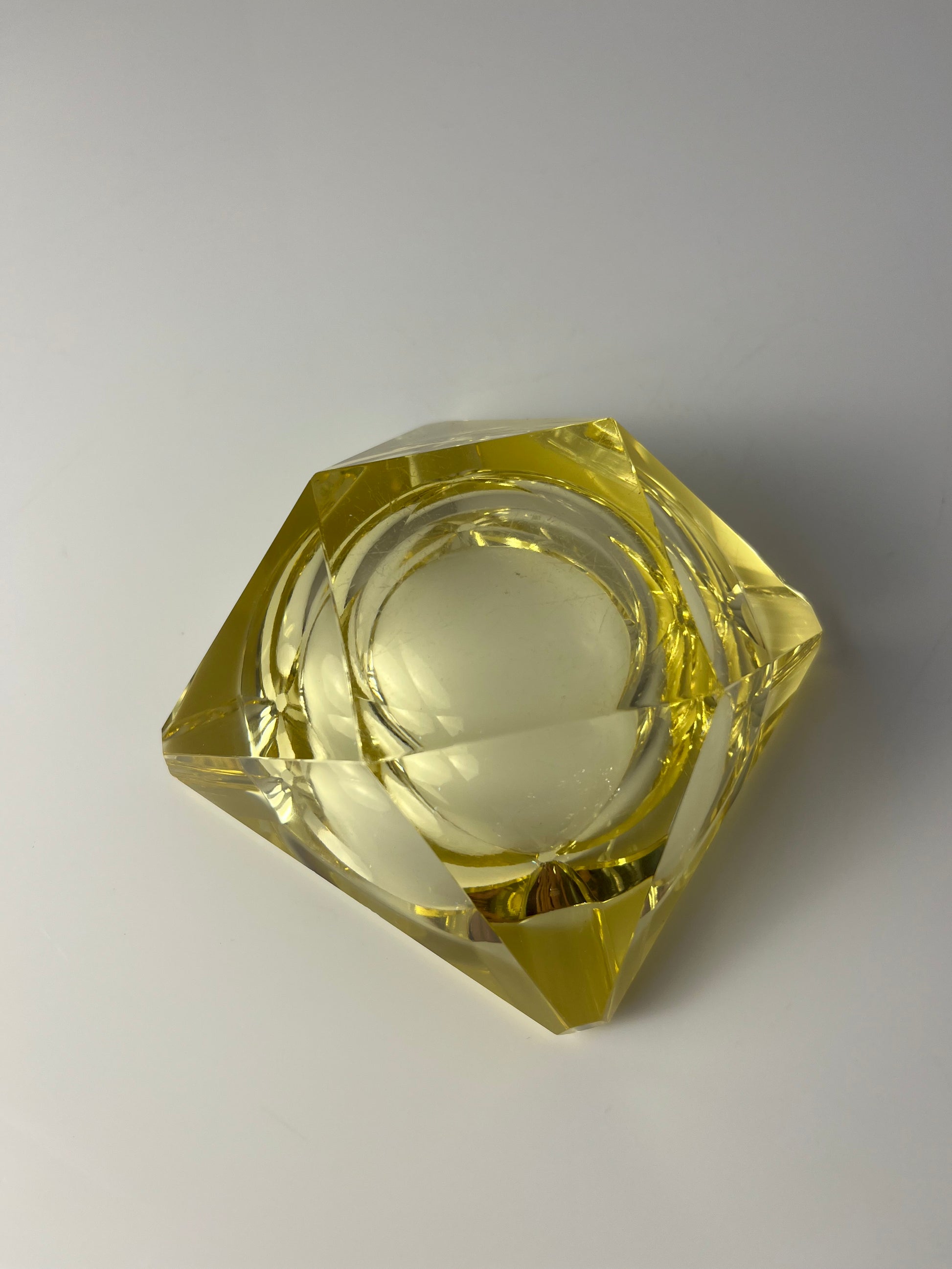 Aschenbecher gelb Kristallglas