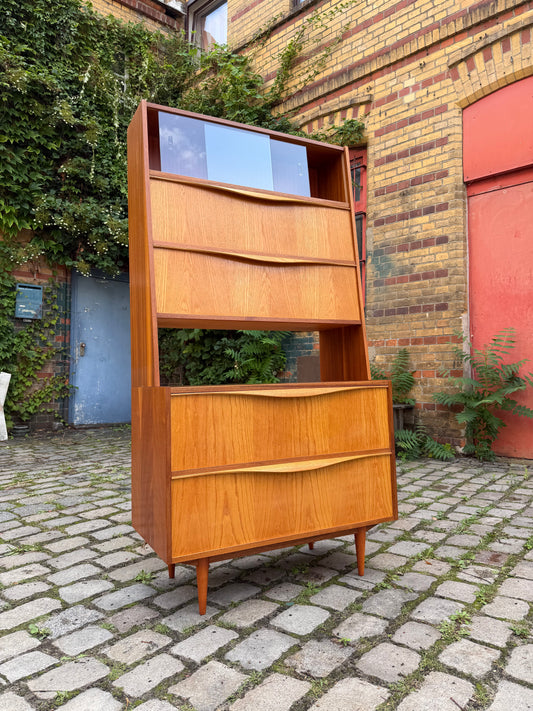 Schrank mit Klappfächern & Vitrine von VEB Möbelindustrie Halle