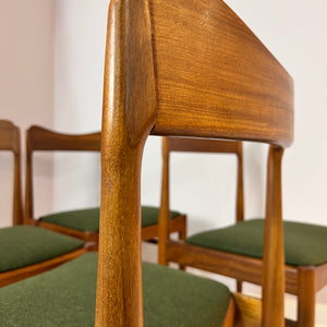 Set: 4x Polsterstuhl grün Teak