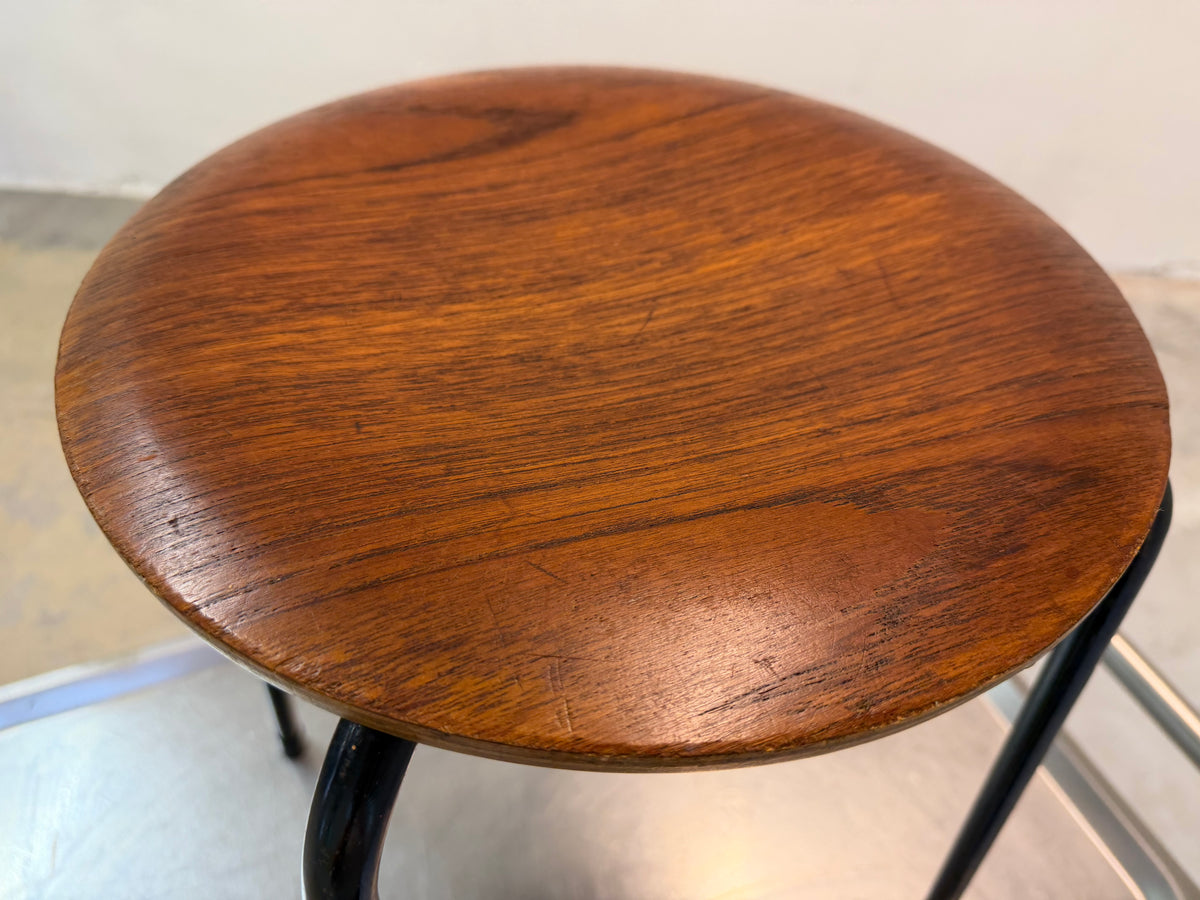 Dot Hocker schwarz Teak von Arne Jacobsen für Fritz Hansen
