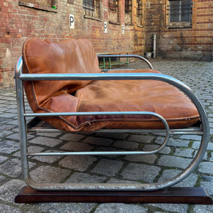 Kufensofa / Tagesbett Echtleder Chrom von Hynek Gottwald