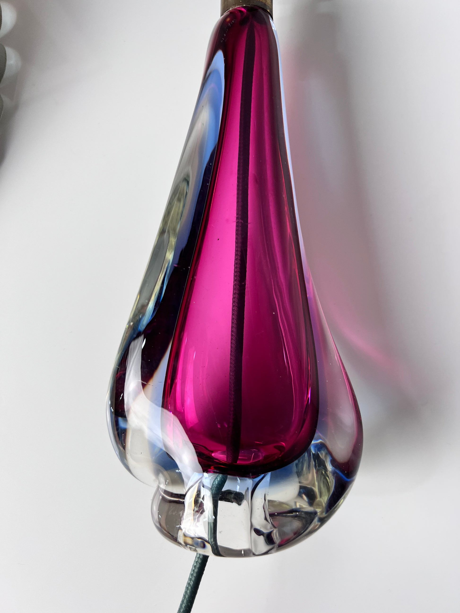 Tischlampe lila blau Muranoglas