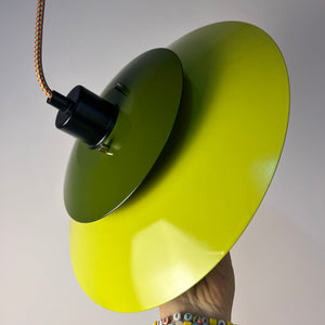 Lamellenlampe teils neu lackiert grün schwarz aus Dänemark