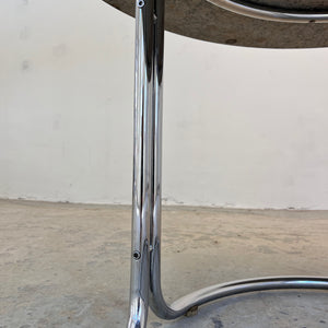 Runder Esstisch Granit Chrom von Giotto Stoppino