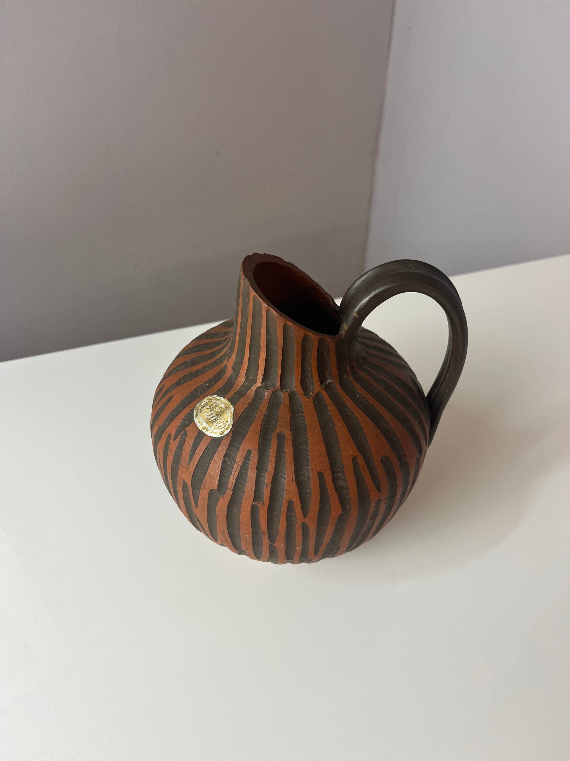 Vase Model Rhodos in Ritzdekor Handarbeit von Eiwa Keramik