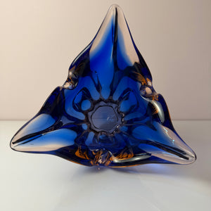 Vase kobaltblau Glas von Josef Hospodka für Chřibská Sklárna