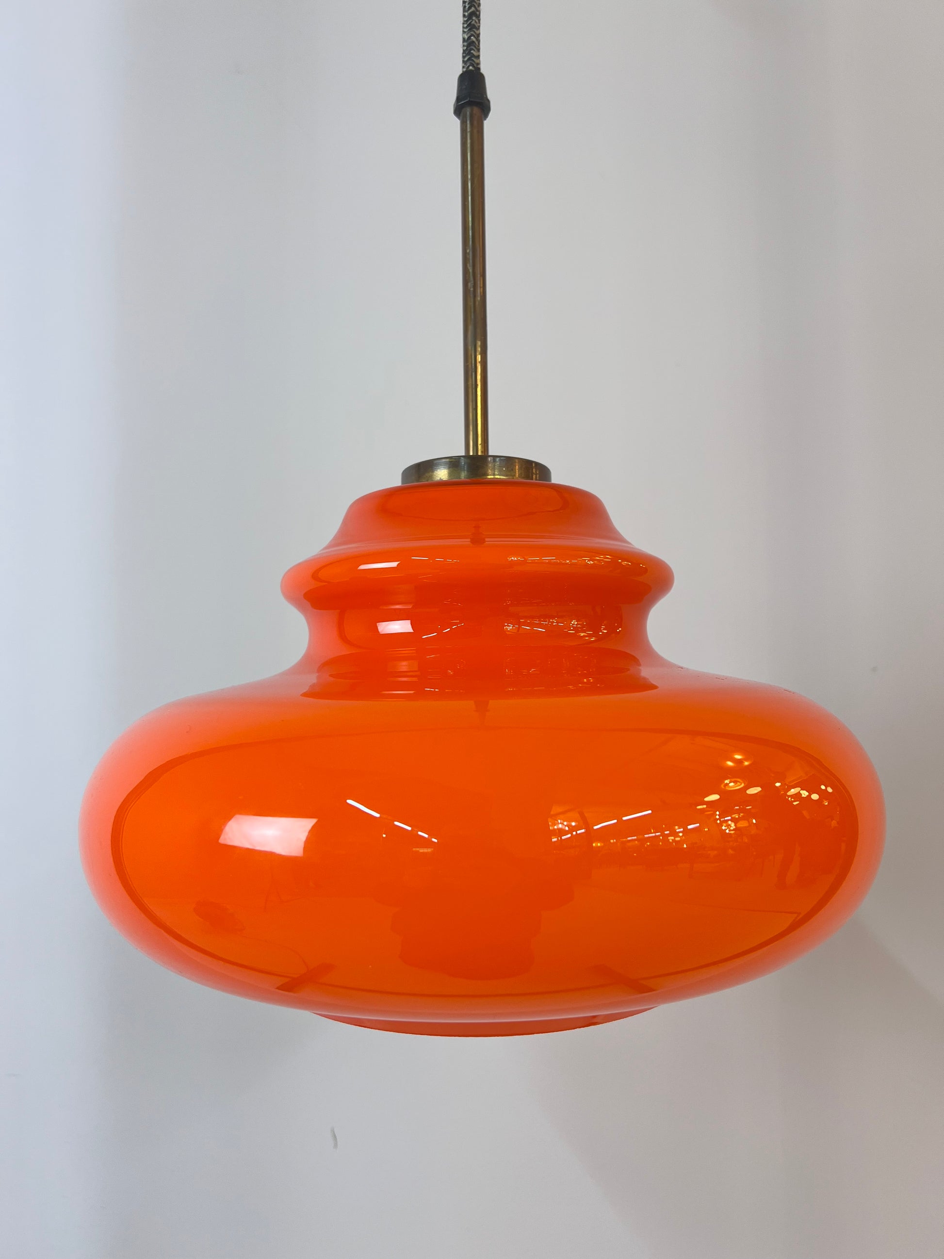 Hängelampe orange Glas aus Dänemark