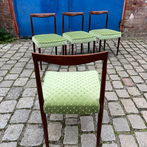 Set: 4x Polsterstuhl grün Palisander