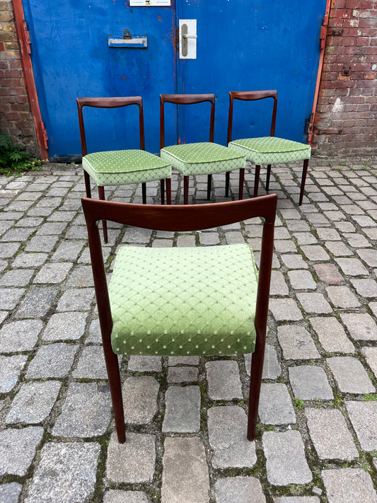 Set: 4x Polsterstuhl grün Palisander