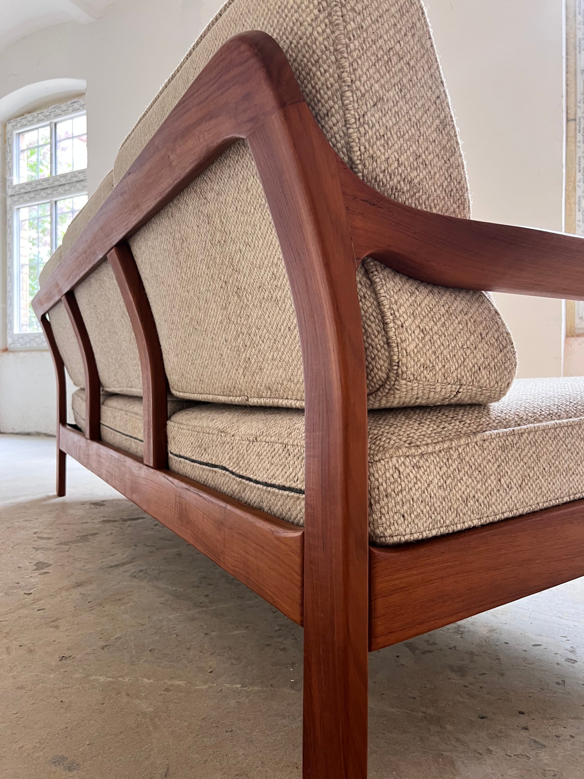 3-Sitzer Sofa Teak & Wolle aus Dänemark
