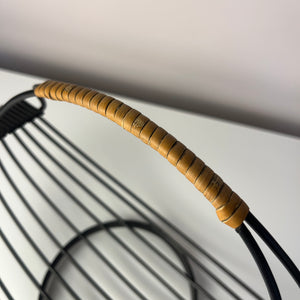 Obstkorb schwarz Metall mit Bastgriff