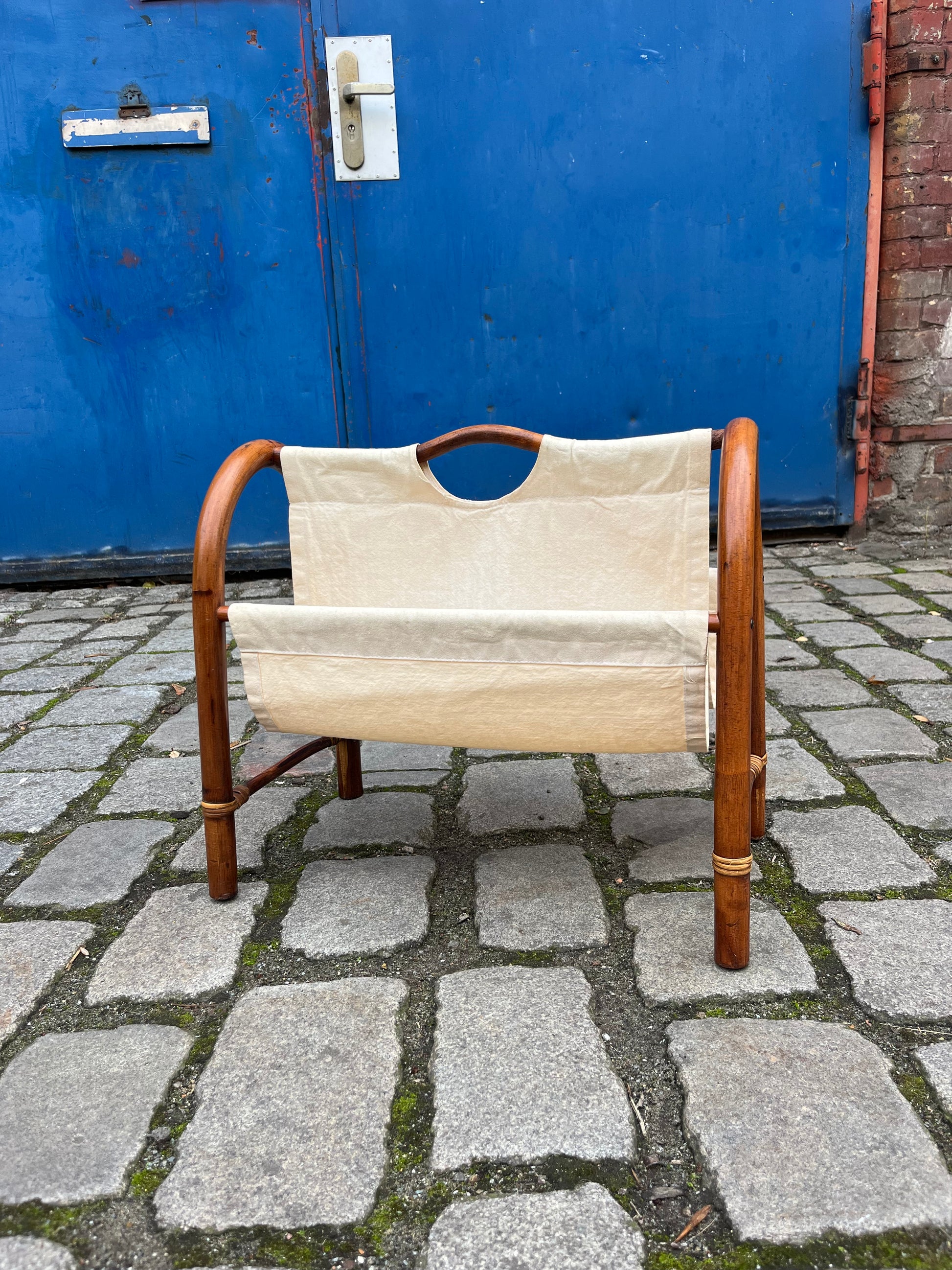 Zeitungsständer creme Bambus Webstoff